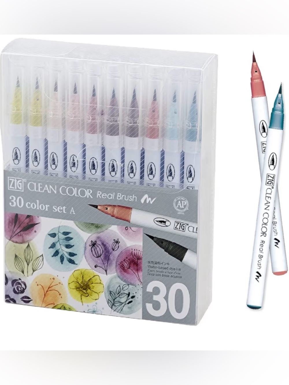 Zig Clean Color Real Brush Marker Set A (30) - Pastel Assortment